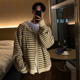 Fashionkova No. 11238 KNITTED ZIP-UP STRIPED HOODIE