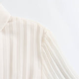 Fashionkova 2025 Spring New Product Women's Fashion Casual Slimming Flip Collar Long Sleeves with Belt Midi pleated Dress Valentine's Day Aesthetic