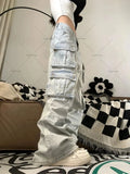 Fashionkova New Harajuku Streetwear Y2K Trousers Trendy Retro Multi-Pocket Baggy Jeans Women Vintage Casual Straight Leg Wide Leg Overalls