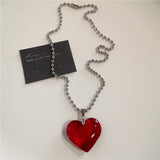 Fashionkova Gothic Red Heart Thorns Cross Chains Necklace For Women Men Hip-Hop Personality Trendy Charm Grunge Punk Jewelry Y2k Accessories