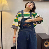 Fashionkova  Party Outfit  2025 Embroidered Jean Jumpsuits Women New Vintage Baggy Denim Overalls High Street Straight Loose Wide-leg Pants Female