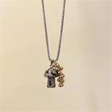 Fashionkova Fashion Spotted Tiger Eye Stone Mushroom Cross Star Pendant Chain Necklace For Women Men Charm Aesthetic Jewelry Accessories