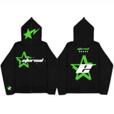 Fashionkova Christmas Gift outfit  Vintage Star Letter Printing Zipper Hoodie Y2K Harajuku Long Sleeve Sweatshirt 90S Goth Punk Oversized Jacket Casual Couple Top