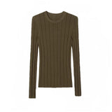 Fashionkova Elegant Solid Basic Knitted Tops Women O-Neck Sweater Long Sleeve Top Casual Slim Pullover Korean Fashion Simple Chic Clothes Spring Style 2025