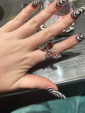 Fashionkova Y2K Gothic Animal Spider Ring Creative Grunge Jewelry Accessories Irregular Red Crystal Glass Heart Aesthetic Rings For Women