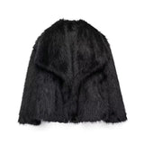 Fashionkova Party Outfit Women's 2024 Winter New Fashion Fluffy Fur Coat Women's High Street Luxury Large Fur Collar Imitation Fox Fur Coat Women's Coat