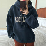 Fashionkova Vintage Letter Print Loose Hoodie