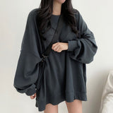 Fashionkova Vintage Solid Color Oversized Sweatshirt