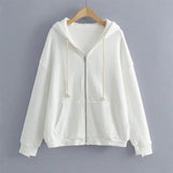 Fashionkova Simple Baggy Zip Up Hoodie