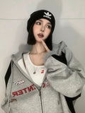 Fashionkova Vintage Patchwork Oversized Zip Up Hoodie