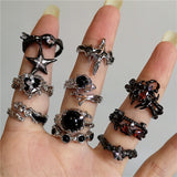 Fashionkova Vintage Goth Thorny Rose Couple Rings For Men Women Charm Irregularity Opening Stainless Steel Punk Finger Ring Jewelry Y2k Gift