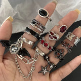 Fashionkova Gothic Fashion Rings For Women Girls Crystal Black Spider Open Ring Hip Hop Punk Irregular Animal Finger Jewelry Halloween Gift