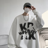 Fashionkova Christmas Gift outfit  Goth Letter Crewneck Sweatshirts For Men Hip Hop Fashion Fleece Clothing Autumn Y2K Streetwear Oversize Pullover Hoodies Hombre