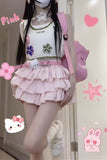 FashionKova-Pink Skirt Sweet High Waist Japanese Y2k Kawaii Clothes Fold Punk Cute Lolita Sexy Cute 2025 Mini Skirts Cutecore Girl Skirt 90s