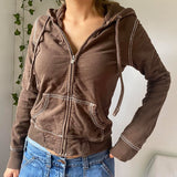 Fashionkova Sewing Thread Downtown Zip Up Hoodie