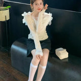Fashionkova Matakawa Sweet Flowers Women Sweaters Elegant Autumn Winter Korean Fashion Pull Femme Simple Slash Neck Chic Pullovers Outfit Ideas