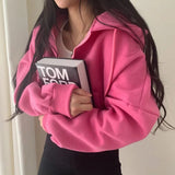 Fashionkova Solid Color Oversized Cropped Hoodie