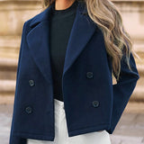 Fashionkova Valentine's Day Aesthetic Women's Blazer High Street Autumn Winter New Navy Blue Fashion Long Sleeve Sexy Jacket Short Female Versatile Coat Clothing Top