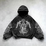 Fashionkova Y2k Fashion Casual Hoodie Men and Women New Retro Gothic Printing Hip Hop Sweatshirt Coat Selling Personality Retro Streetwear