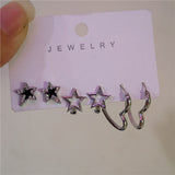 Fashionkova 6PCS Kpop Fashion Gothic Zircon Crystal Star Corss Stud Earrings Set For Women Trend Punk Sweet Cool Party Aesthetic Y2K Jewelry