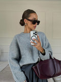 Fashionkova party look inspos Chic O-neck Mohair Thick Knitted Sweater Women Casual White Loose Cashmere Pullover 2024 Lady Autumn Classic Daily Knitwear New