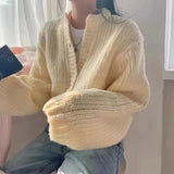 Fashionkova Gidyq Autumn Women Cardigan Sweater Fashion Korean All Match Loose Knitted Coats Casual Female Streetwear Cropped Jacket New ootd