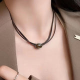 Fashionkova Punk Goth Charm Pendants Beads Weave Choker Rope Chain Necklace Korean Men Women Y2K EMO Scene 2000s Accessories Jewelry