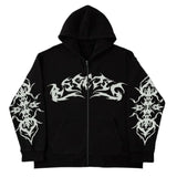Fashionkova Y2K New Retro Hoodies Men Women Trendy Brand Printed Personalized Patterns Hip hop Hooded Cardigan Long Sleeves Sweatshirt Tops