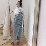 Fashionkova  Party Outfit  2025 New Korean Streetwear Denim Jumpsuit Women Loose Cute Jumpsuits Casual Fashion Girls Maxi Blue Jeans Overalls S-2XL