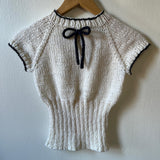 FashionKova-Y2K knit jumper retro short-sleeved sweater women's autumn and winter short straight knitwear bow design slim short tops Emo