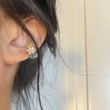 Fashionkova 1PC Kpop Fashion Glazed Colorful Flower Ear Clip Earrings For Women Fake Piercing Ear Cuffs Goth Y2k Aesthetic Cute Jewelry New