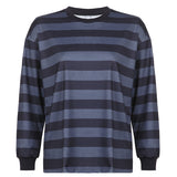 Fashionkova Crew Neck Striped Oversize Sweatshirt