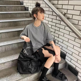 Fashionkova party outfit  MBTI Black Vintage Womens Shoulder Bag Plain Luxury Motorcycle Messenger Bag Designer Large Capacity Multi-functional Backpacks