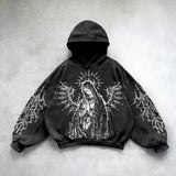 Fashionkova Y2k Fashion Casual Hoodie Men and Women New Retro Gothic Printing Hip Hop Sweatshirt Coat Selling Personality Retro Streetwear