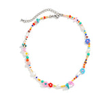 Fashionkova Boho Multicolor Handwoven Seed Beads Beaded Flower Choker Trend Y2K Imitation Pearl Collar Necklace Women Party Jewelry