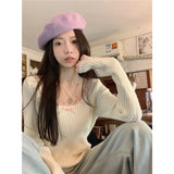 Fashionkova  party look inspos Korobov Sweet Lace Long Sleeve Knitted Sweater Women Clothing New Bow Design Slimming Base Shirt Korean Fashion Sueters De Mujer