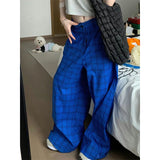 Fashionkova party outfit  Harajuku Loose Pants Streetwear Clothes Wide Leg Pants Korean Trousers Plaid Baggy Ladies Pants Yellow Jogger Trouser Hip Hop