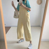 Fashionkova  Party Outfit  Yellow Overalls Women Summer New Sweet Cute Jumpsuit Woman Strap Pants Straight Wide Leg Pants Female