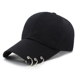 Fashionkova Niche Y2k Rabbit Ears Denim Ripped Baseball Cap Men and Women Dark Personality Metal Ring Street Trend Adjustable