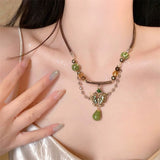 Fashionkova New Fashion Bohemia Bead Resin Flower Leaf Butterfly Pendant Chain Necklaces For Women Girls Ethnic Handmade Jewelry Accessories