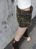 Fashionkova HOUZHOU Sexy Leopard Printed Denim Shorts Women Vintage Y2k Low Waist Gyaru Streetwear Summer 2024 Chic Female Retro Short Jeans Casual Outfit