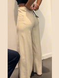 Fashionkova Solid Fringed Pants Women White Loose High Waisted Zipper Straight Leg Trousers Female 2025 Spring Autumn Casual Lady Streetwear