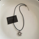 Fashionkova Stainless Steel Spiral Sun Cross Pendant Necklace Layered Choker Star Charm Necklace For Men Women Grunge Y2K Neck Punk Jewelry