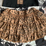 Fashionkova Gothic Aesthetic Vintage Skinny 2-piece Set Women Y2k Sexy High Street Leopard Print Hooded Tops Retro High-waist Cake Skirt New Outfit Ideas