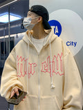 Fashionkova Christmas Gift outfit  Autumn Men's Letter Foam Print Zip up Hoodies Y2K Goth Streetwear Loose Sweatshirts Female Hip Hop Oversized Hoodie Tracksuit