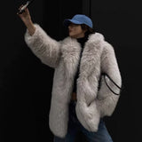 Fashionkova Party Outfit PB&ZA women's clothing 2024 autumn and winter new white artificial fur fur coat coat warm thick advanced