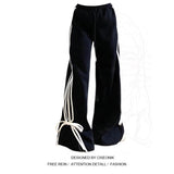 Fashionkova party outfit  Women's Striped Sweatpants Baggy Casual Y2k Streetwear Elastic Waist Wide Leg Pants Sporting Trousers Clothes 90s Gothic Hiphop