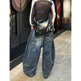 Fashionkova Party Outfit Blue High Waist Women Jeans Hip-hop Style Fashion Vintage Streetwear Y2K Wide Leg Jean 2024 Female Trouser Baggy Denim Pants