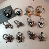 Fashionkova Punk Dangle Edgy Earrings Unique Detachable Stainless Steel Chunky Star Heart Moon Hoop Earrings For Women Men Statement Jewelry