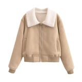 Fashionkova party look inspos New winter fur one-piece jacket for women fashionable and versatile zipper sherpa warm jacket